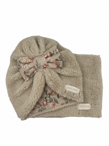 Zimowy turban kokarda +komin herbal beżowy