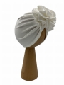 Turban kwiat na chrzest w kolorze śmietankowym