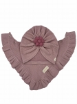  Zestaw turban kwiat handmade + chusta brudny róż 