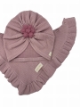 Zestaw turban kwiat handmade + chusta brudny róż