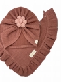 Zestaw turban kwiat handmade + chusta old rose