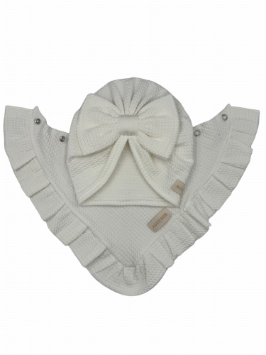 Zestaw turban kokarda + chusta ecru