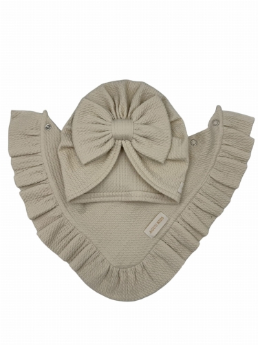 Zestaw turban kokarda + chusta beżowy