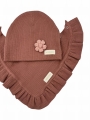 Wiosenny komplet czapka + chusta old rose
