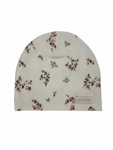 Wiosenna czapka dla dziewczynki róże na ecru