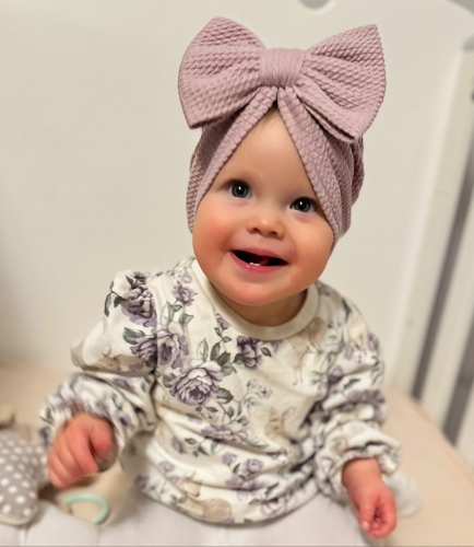 Wiosenny turban big bow babygirl brudny róż