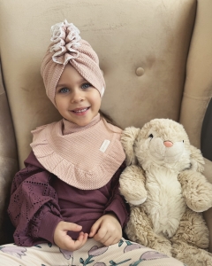 Zestaw turban falbanka haft + chusta pastel mini warkocz