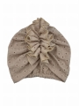 Turban falbanka muślin haftowany beżowy na lato