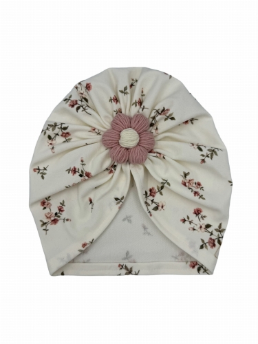 Hit wiosny -turban kwiat handmade róże na ecru