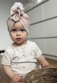 Wyjątkowy turban falbanka pastel róż +haft