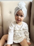 Muślinowy turban 100% bawełna ecru dla dziewczynki